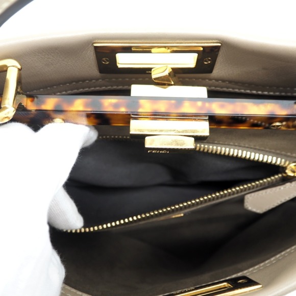 FENDI Peekaboo Regular 2WAY Handbag Beige Ladies - Picture 14 of 16